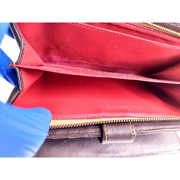 Dooney & Bourke Logo Letters Brown Print Wallet Checkbook Cards Coins 7.5"x4" - Picture 7 of 10